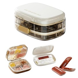 Pastillero Semanal,Planificador De PíLdoras de 7 DíAs, Estuche Dispensador para Medicamentos,Pastilleros para Medicamentos de Viaje con Diseño Fácil de Abrir y Gran Capacidad con Cortador de Pastillas (Pill box-White)