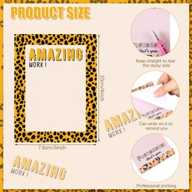 12 Pieces Empowering Sticky Note Pads 3" x 4" Motivational Educator Sticky Notes Inspirational Self Stick Note Pad Funny Sticky Notepad Appreciation Gifts for Teacher Office Student (Leopard)