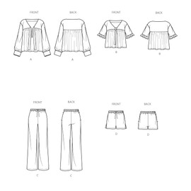 Simplicity Easy to Make Misses' Lounge Tops, Pants and Shorts Sewing Pattern Packet, Design Code S9928, Sizes XS-S-M-L-XL-XXL, Multicolor