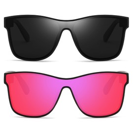 DUBERY Fashion Polarized Sunglasses for Women Men 100% UV Protection Trendy Siamese Lens Shades D8030 2Pack