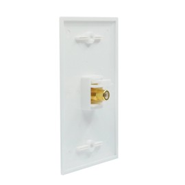 BOPLAT 1 Port RCA Wall Plate Female to Female - Single Gang Kyestone Wall Plate with RCA Connector for Subwoofer Audio Port White