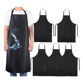 Waterproof Aprons for Dishwashing, 6 Pack 42 Inch Heavy Duty Rubber Apron for Kitchen, Oil- and Stain-Resistant Neat Stitching Butcher Aprons for Men with Adjustable Neck Strap and Long Waist Strap