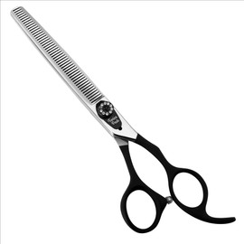 Fenice Peak 7.5'' Dog Thinning Scissors For Grooming 440C Stainless Steel Black Non-Slip Handle Sharp Blades Professional Pet Trimming Scissors for Cats Thinning Rate 35%