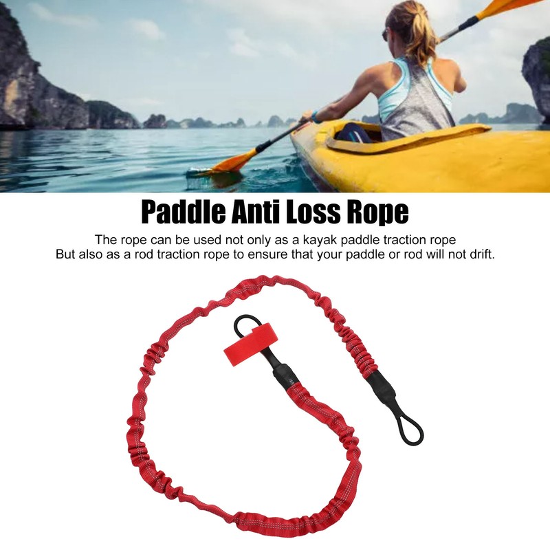 2Pcs Kayak Paddle Leash Nylon Rubber Corrosion Resistant Stretchable Anti