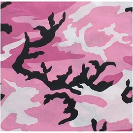 ARMYU Camo Bandana Camouflage Head Wrap Do-Rag 100% Cotton Bandanna Face Cover (Pink Camouflage - 22")