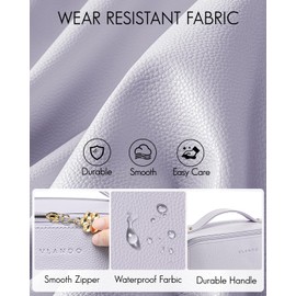 Vlando Large Capacity Travel Cosmetic Bag - Makeup Bag, PU Leather Waterproof Cosmetic Bag, Purple