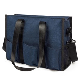 Tote Bag with Compartments, Large Multi Pockets Tote Bag for Women & Men Work Tote Bags with Zipper