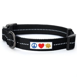 Pawtitas Recycled Dog Collar with Reflective Stitched Puppy Collar Made from Plastic Bottles Collected from Oceans Large Black Sea