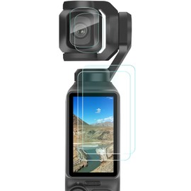FPVtosky 2つのレンズ保護器+2つのLCDスクリーン保護器はDJI Osmo Pocket 3、DJI Pocket 3 OP 3強化ガラス膜部品、9 H硬度、触覚、全画面保護に適用される