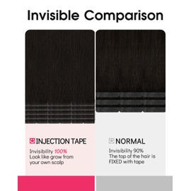 Youngsmile Invisible Tape in Hair Extensions Human Hair, #2 Dark Brown,20pcs 40g,18 Inch Remy Seamless Injection Tape in Human Hair Extensions (#2,18'')