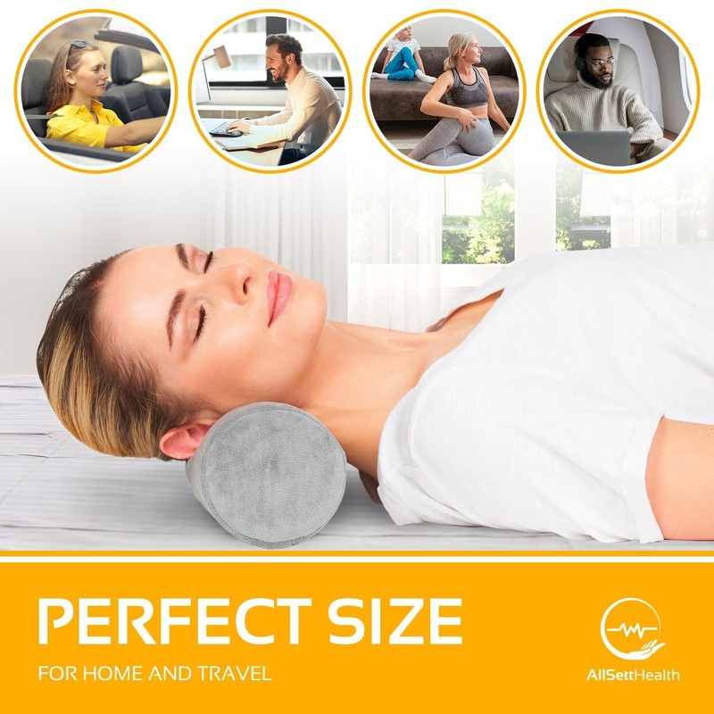 AllSett Health Firm Cervical Neck Roll Memory Foam Pillow, Bolster