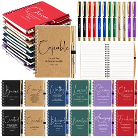 Kosiz 48 Pcs Christian Gifts Bulk Prayer Journals Bible Verse Inspirational Notebook and Pen Religious Gifts for Church Sunday School Bible Study Supplies Faith Based Christian Party Favors