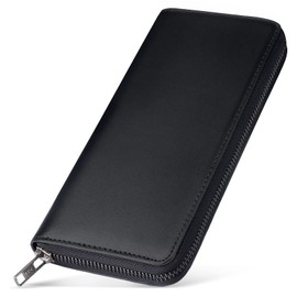 ecoofee Men's Long Wallet, Tochigi Leather, Made by Leading Leather Craftsmen, Genuine Leather, Large Capacity, Anti-Skimming, YKK Zipper, Round Zipper, Men's Wallet, Coin Purse, For Gentlemen,