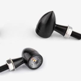 HAZAWA Mini Bullet LED Turn Signals for Motorcycle Mini Blinkers Small Front Rear Indicator Compatible with Harley Davidson Honda Triumph Cruiser Choppers Street Bike (Clear-Amber)