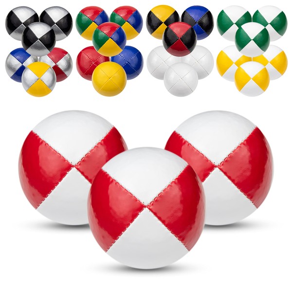 Juggle Dream 3x Pro Thud Juggling Balls - Set of 3 Professional Juggling Balls with Free Online Learning Video, Perfect for Beginners and Experts (White/Red)
