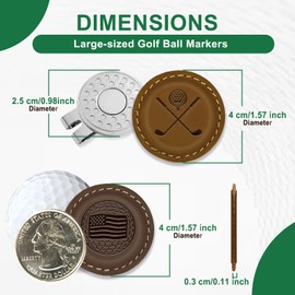 iSamzan Magnetic Golf Ball Markers: Real Leather Magnetic Golf Ball Marker with a Hat Clip - Funny Golf Ball Marker Hat Clip for Women & Men - Ideal for The Golf Putting Green (4Pcs) (Black & Brown)