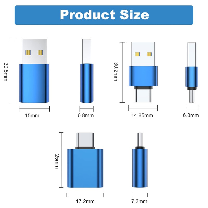 AreMe USB to USB C Adapter (6 Pack), USB C