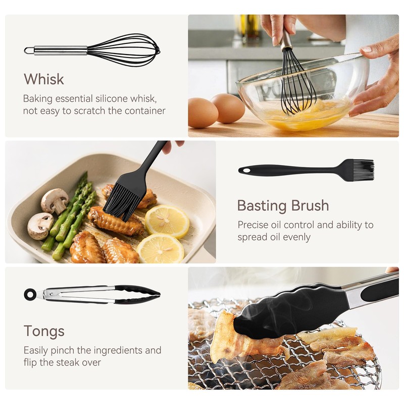 NCUE 28 Pcs Silicone Cooking Utensils Set with Holder, Spatula