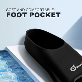 Odoland Swimming Fins Training Fins for Adults and Children Short Adjustable Diving Fins Men and Women for Training in Swimming or Snorkelling, Black, S: 37-39