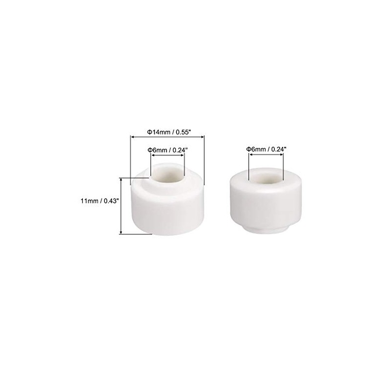 sourcing map 10pcs Ceramic Insulator Bead 6mm X 14mm Round