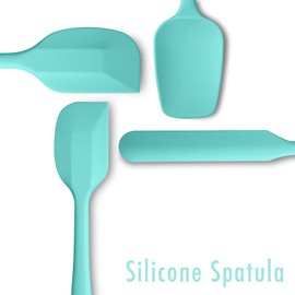 Juego de 4 espátulas de silicona flexibles, resistentes al calor, antiarañazos, para hornear, con núcleo de acero inoxidable, Aqua Sky