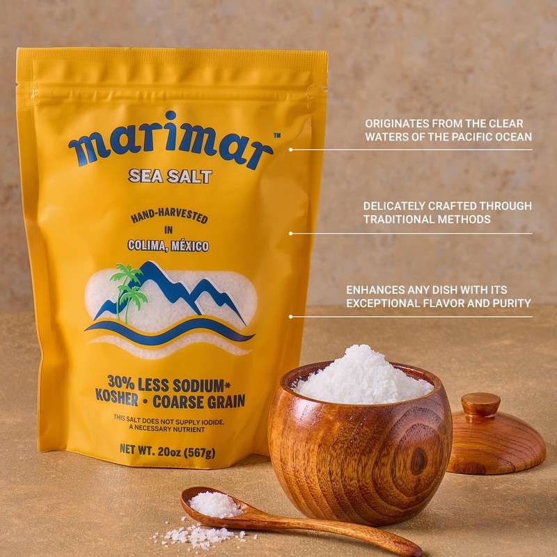 Marimar Sea Salt, Naturally Low Sodium, Coarse Grain, Kosher, 20oz