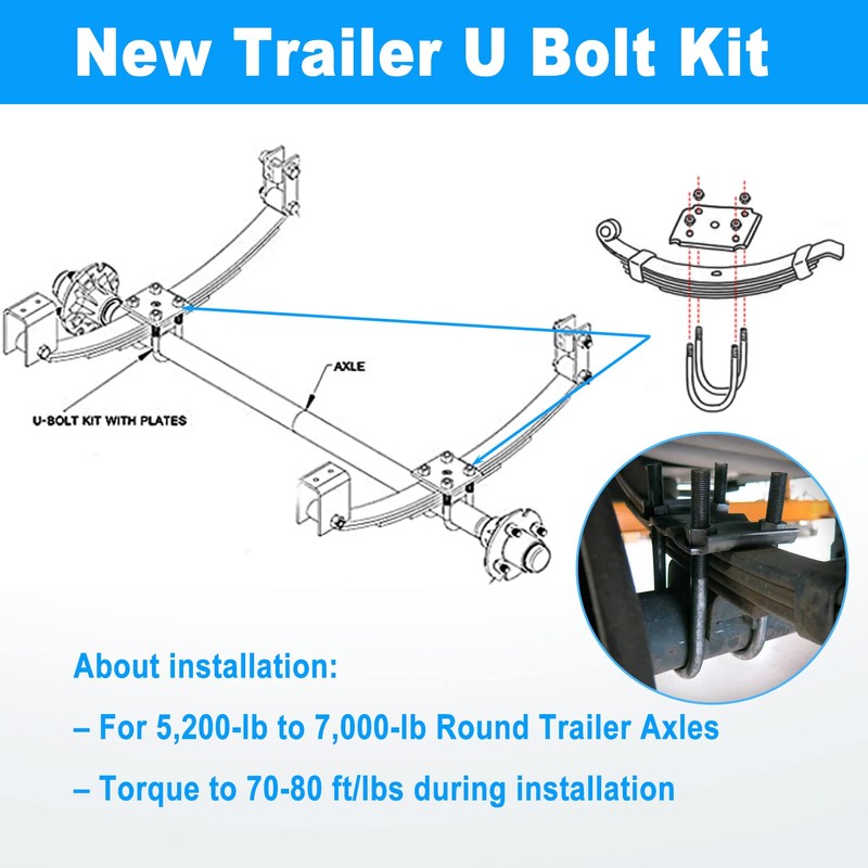New Trailer U Bolt Kit, Trailer Leaf Spring U Bolts,