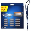 Gillette Fusion 5 Proglide Razor Blades, 12 Refills (of 5 Blades), Unsurpassed Gentleness with Flexball Technology, Up to 1 Month of Shaving with 1 Blade + Neck Strap Included