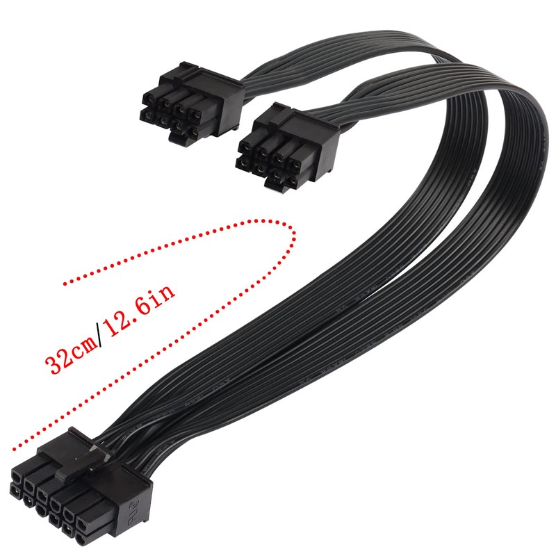 QIANRENON 32cm PCI-E 12-pin to Dual 8-pin (6+2pin) Graphics Card