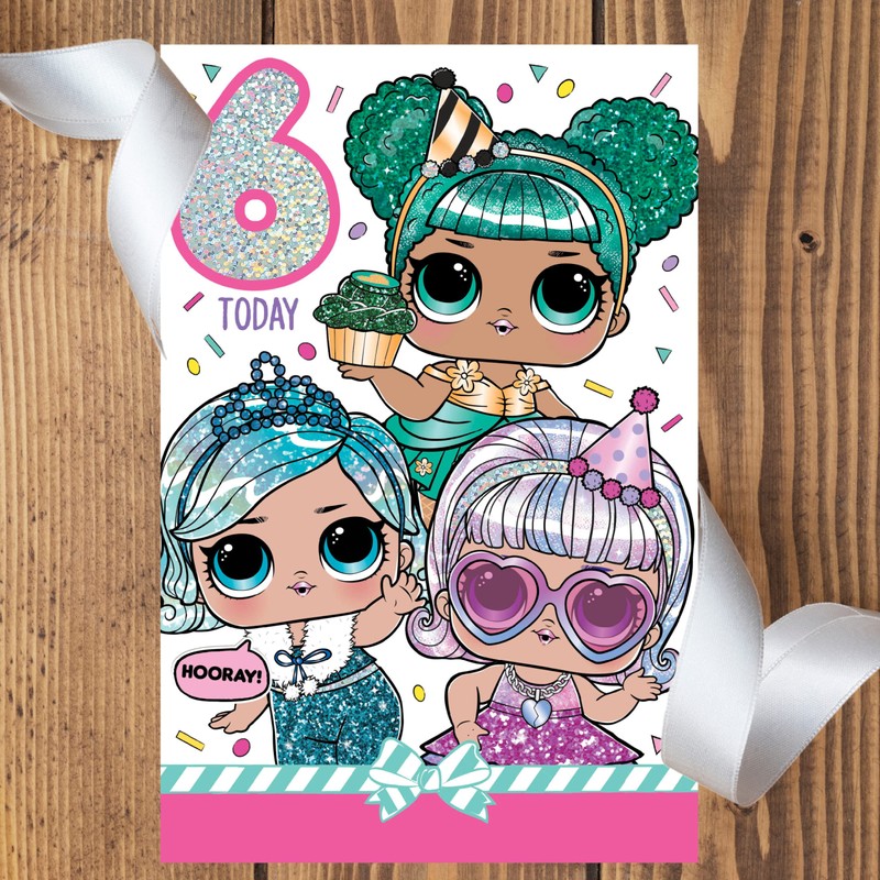 LOL Surprise Card, Happy 6th Birthday Card, Age 6