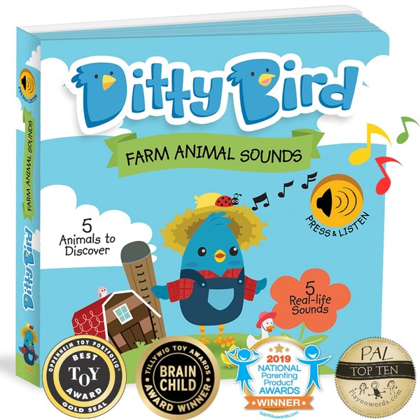 DITTY BIRD Educational Interactive Farm Animal Sounds and Musical Rhyme Book for Babies | Sound Books for 1 Year Old & Above | Farm Animal Learning Sounds Book for Toddlers.