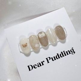 [Handmade Nail Tips] Latte Bear Nails - Almond / [수제네일팁] 라떼베어 네일 - 아몬드