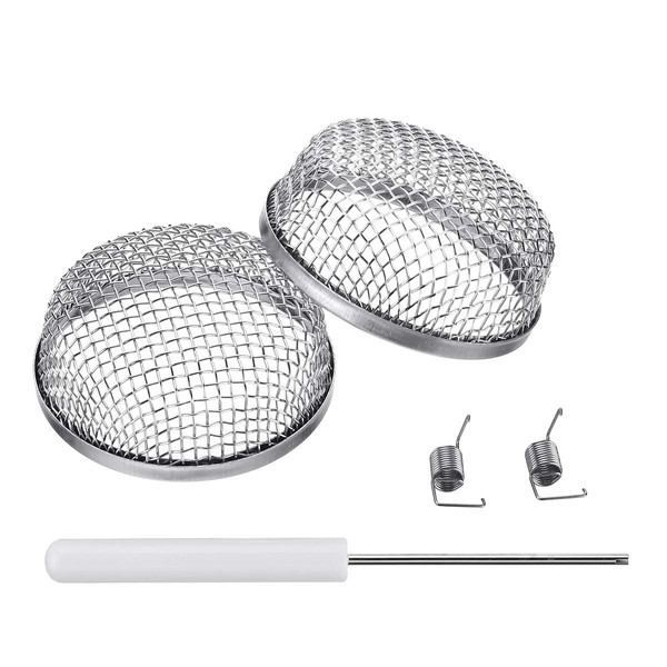 Miady RV Furnace Vent Screen - 2 Pack Flying Insect Bug Cover Camper Heater Exhaust Vents - 2.8" Stainless Steel Mesh Screens - Installation Tool Included