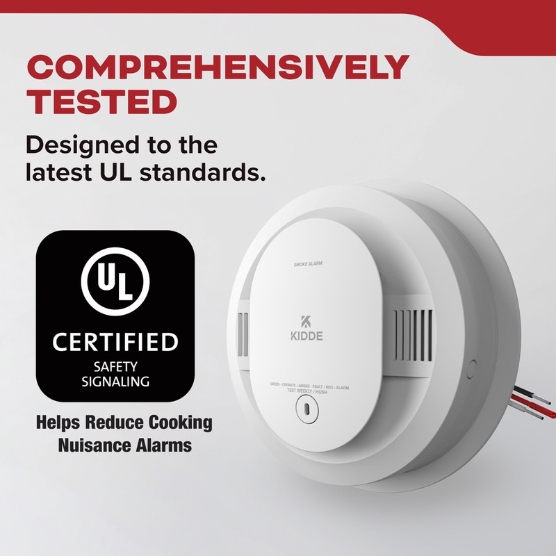 Kidde Hardwired Smoke Detector, AA Battery Backup, Interconnectable, LED Warning