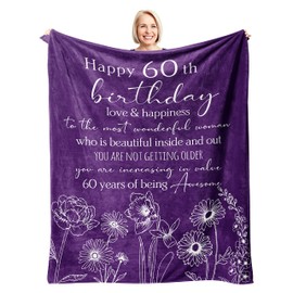 Xutapy 60th Birthday Gifts for Women Blanket 60’’x50’’, Best Gifts for 60 Year Old Women, Happy 1964 60th Birthday Gifts for Her/Wife/Mom/Grandma/Friends, Turning 60 Birthday Gift Throw Blanket