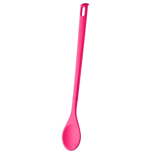 FACKELMANN 27044 Coral Cooking Spoon 30 cm Tropical Spoon with Functional Plastic for Coated Pots and Pans (Colour: Coral) Quantity: 1 Piece