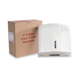 SemyTop Folding Towel Dispenser, Plastic, Approx. 500 Sheets, Suitable for C and ZZ Folded Paper, 1 Piece, White, White