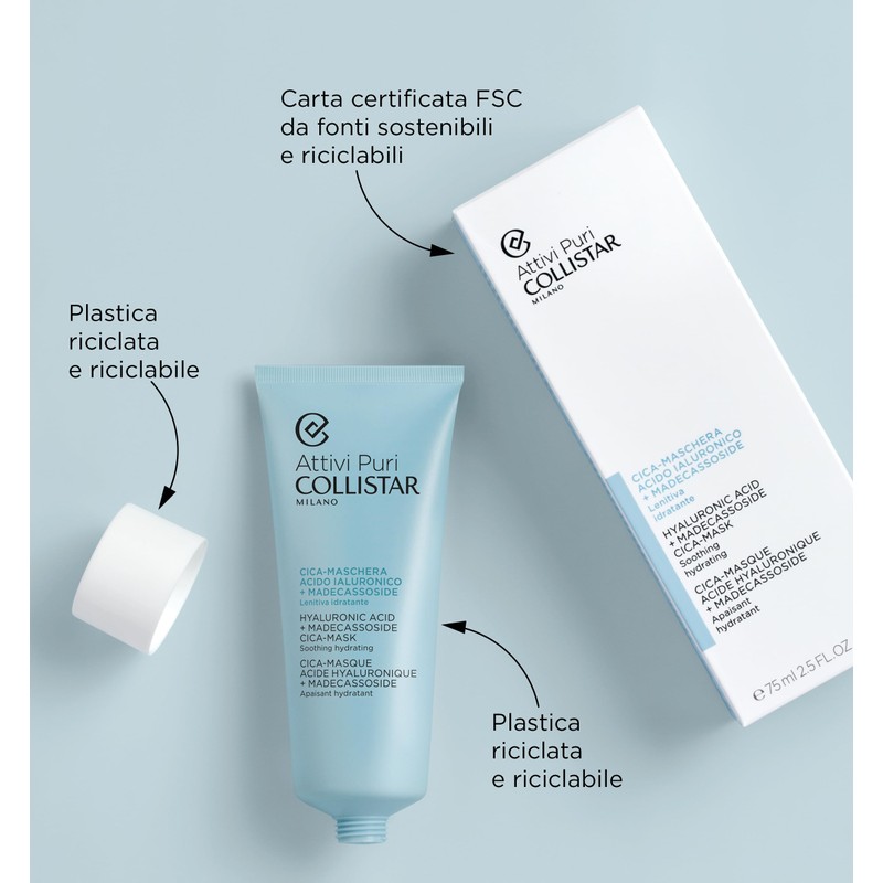 Collistar Cica-Gesichtsmaske Mit Hyaluronsäure + Madecassosid, Beruhigende Feuchtigkeitscreme-Maske Für Intensive