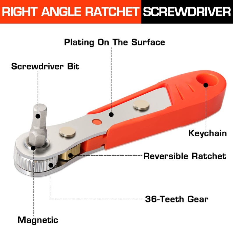 Hakkin 32Pcs Mini Ratchet Wrench Magnetic Offset Screwdriver S2 Steel