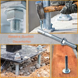 Bolt Anchor, Heavy Duty Dowels, Metal Heavy Duty Anchor, M10, Galvanised Concrete Anchor, Anchor Screws Made of Galvanised Steel for Railings, Windows, Curtain Walls, Machines, Beams - Pack of 12 M10