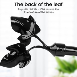 HIKMLK Piano Black Leaf Curtain Tiebacks - Piano-Lacquer Aluminum Holdbacks & Side Holders, Botanical Wall Pull Backs for Classical Drapes Home Decor