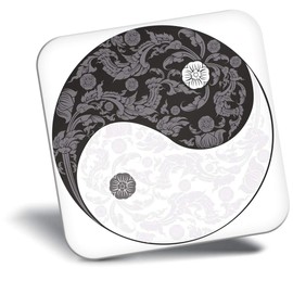 Fridge Magnet - Yin Yang Yoga Flowery Meditation Sign 5655