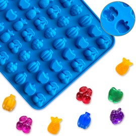 Sidosir 4Pcs Gummy Fruit Candy Molds, Non-stick Silicone Candy Gummy Molds with 2 Droppers