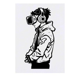 Azeeda 'Virtual Reality-Spieler' Temporäres Tattoo - Hautfreundlicher & Ungiftiger Abziehbild · Wasserfest (TO00071607)