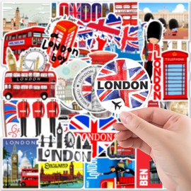 London Bus Sticker Red Bus Sticker Set 50 Pieces Cute Decoration for Car Laptop Skateboard Bicycle Moped Motorcycle Bicycle Computer Suitable for Adults Children