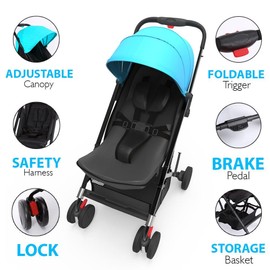 Jovial Portable Folding Baby Stroller (Blue)