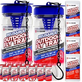 BugBane Outdoor Fly Trap with Bait Refills & Sticky Ribbons