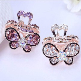 4 Pcs Fashion Small Butterfly Design Barrettes Crystal Rhinestone Bangs Clip Hair Clip Hairpins Woman Hair Accessory