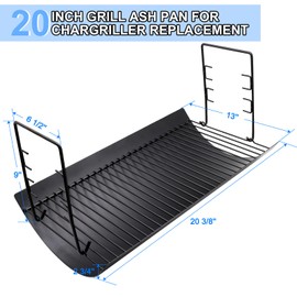 Hiorucet 20 Inches Grill Ash Pan Drip Pan for Chargriller 5050, 5650, 5072, 2823, 2123, 2223 Charcoal Grills, Chargriller Model 200157 and Grate Hanger Model 200024 for Char-Griller Replacement Parts
