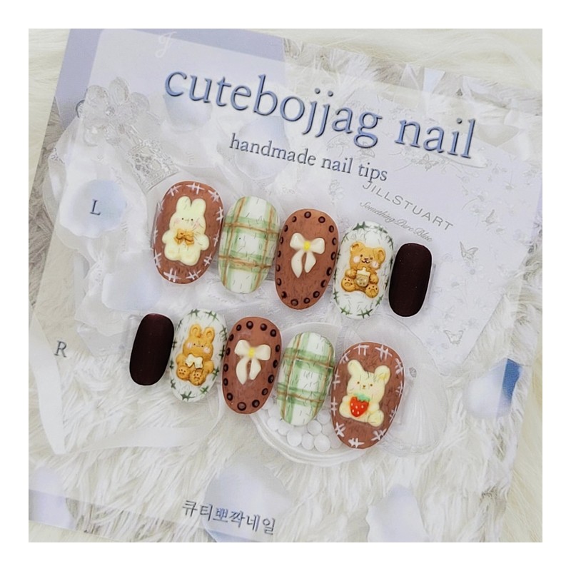 Cozy matte handmade nail tips - Square L / 포근한
